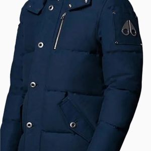 Authentic Moose Knuckles 3Q Jacket In Marine Blue With Tan Fox Fur Hood